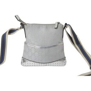Gucci Bag Pochette Leather Sherry Crossbody GG Shoulder Canvas Silver Line